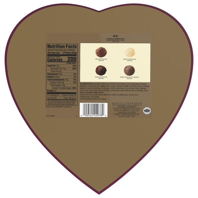 Lindt Valentine's Gourmet Truffles Assorted Chocolate Candy Heart, 10.6 oz.