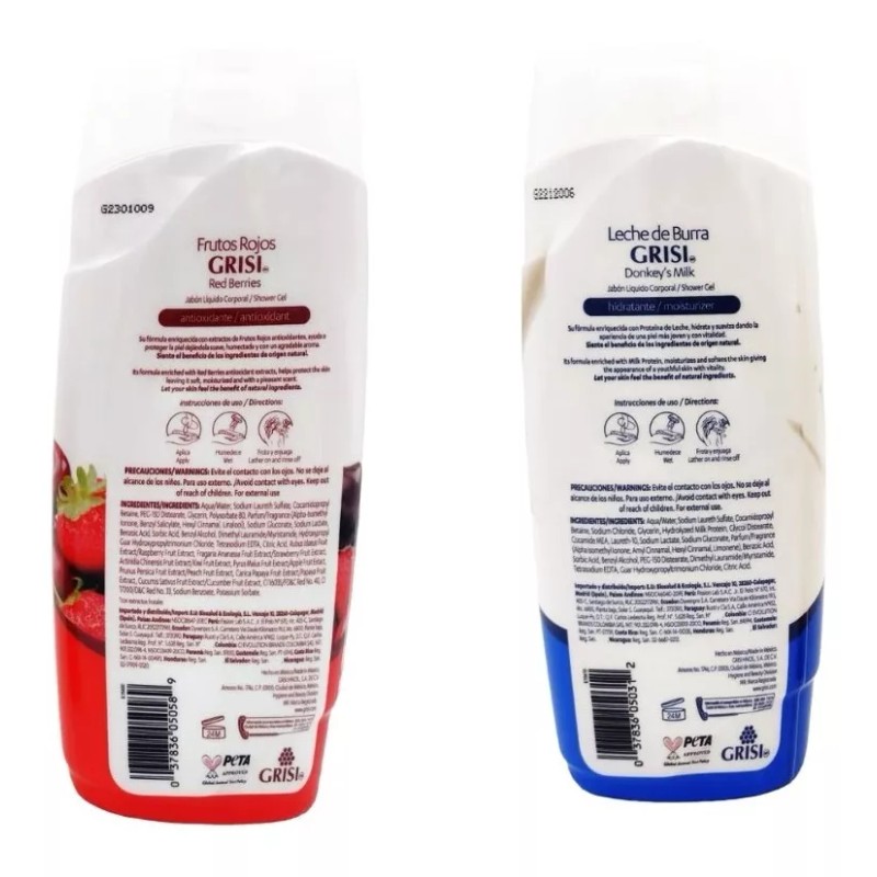 Grisi Jabón Líquido Corporal Grisi Pack 2 Frutos Y Leche