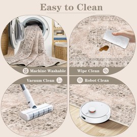 2x3 Area Rugs for Entryway: Washable Vintage Rug Indoor Soft Non-Slip Distressed Doormat for Bedroom Bathroom Kitchen Home Office (Brown, 2'x3')