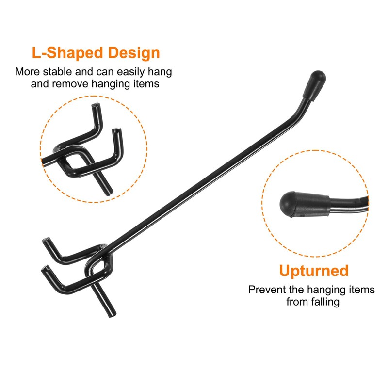 sourcing map 57pcs Pegboard Shelving Hooks Assortment Set 1.8/1.8/2/2.2/2.9/2.7/4.8/8.2/9" Metal