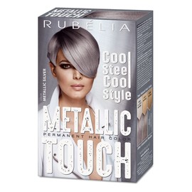 Rubélia Metallic Touch Permanent Hair Colour, Metallic Silver, Pack of 1, 115 ml