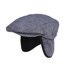 Surwiz Gorro plano de lana con orejeras para invierno, para hombre, hiedra, Newsboy, cálido al aire última intervensión, caza y golf, Gris, M(7-7 1/8)56-57CM