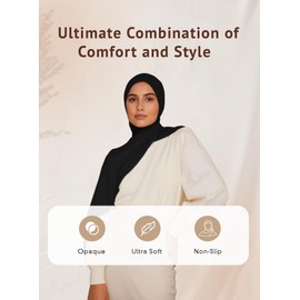 VOILE CHIC Premium Jersey Hijab Scarf For Women - Islamic Head Scarf Wrap Hijabs - Black