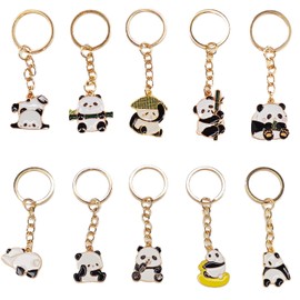 CAMOSE Set of 10 Adorable Cute Panda Keyring, Cute Panda Gifts Themed Keychain,Perfect Panda Gifts Decoratio