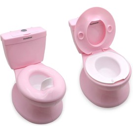 XKMT- Baby Kids Portable Pink Realistic Toddler Potty Training Toilet w/Flushing Sound Baby Chair Seat Kid [P/N: ET-BABY004-PINK]