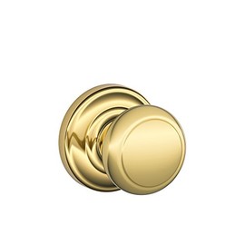 Andover Knob with Andover Trim Non-Turning Lock, Bright Brass (F170 and 605 and)