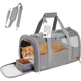 Simpelg Large Cat Carrier Dog Carrier, Pet Carrier for 2 Cats Large Cats, Dog Carrier for Medium Small Dogs, Collapsible Soft Sided Pet Carrier for Cats Dogs Puppy of 25 Lbs, Grey