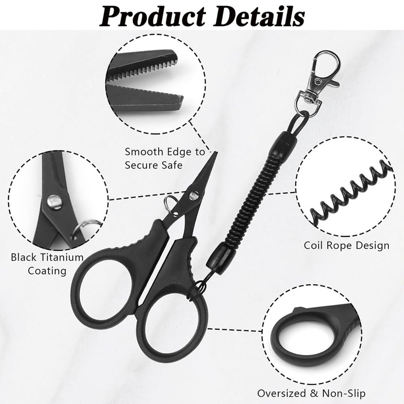 NYGHMY 1 Pcs Stainless Steel Fishing Scissors - Black Titanium