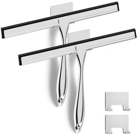 ALFLOD ALFLOD 2PACK All-Purpose Shower Squeegee for Shower Doors, Tile Shower Walls, Bathroom, Window, Glass and Car Windshield, Mirrors and Kitchen-Stainless Steel, 11.5 Inches, Silver