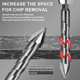 8 Pack Masonry Drill Bit Set Twist Drill Bit Concrete Dry Eccentric Drill Bit for Wood, Glass, Metal, Plastic, Hexagonal Handle Universal