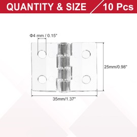 MECCANIXITY Small Acrylic Hinges Plastic Clear Hinge 35 x 25 mm Stainless Steel Shaft Continuous Piano Folding Hinges with Hole for Aquarium Lid Crafts Pack of 10 Transparent