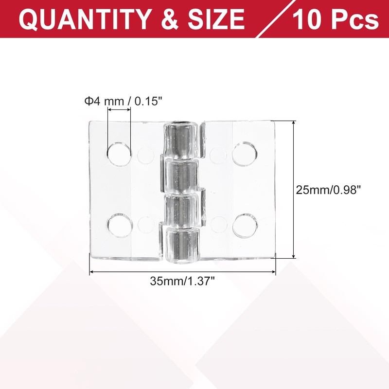 MECCANIXITY Small Acrylic Hinges Plastic Clear Hinge 35 x 25