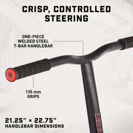 Mongoose Rise 100 Pro Freestyle Stunt Trick Scooter, Lightweight Alloy Deck & Heavy-Duty Frame Up to 220 lbs., Bike-Style Grip, Wheel Pegs Included, Black/Red