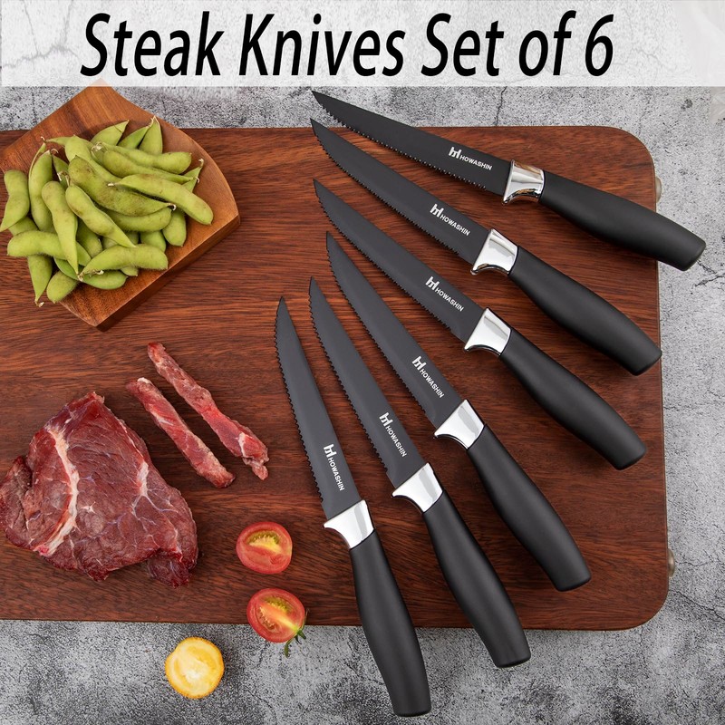 Knife Set with Block - Howashin 15 Pieces Knife Set