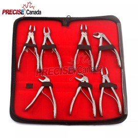 PRECISE CANADA Pedo Children Dental Extracting Forceps Kit 7 Pcs With Pouch Dental Instruments