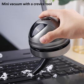 Mini Desktop Vacuum Cleaner for Cleaning Eraser Waste, Crumbs, Hair, Paper Scraps on Computer Piano Keyboard Countertop (Grey)