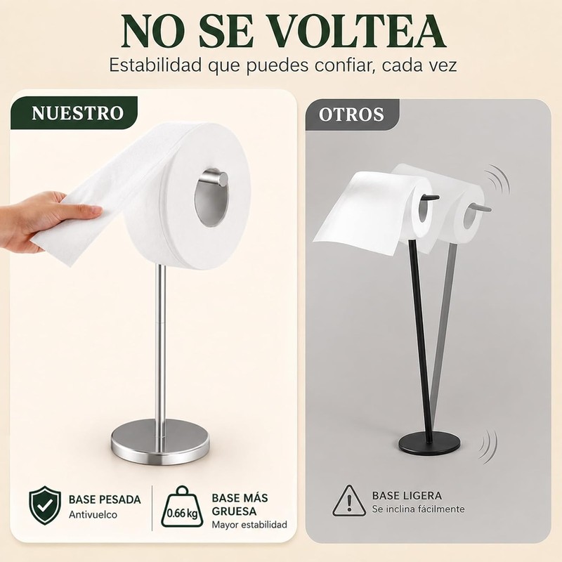 JeeLeeko Portarollos Papel Higienico,Acero Inoxidable,5 Rollos,Plata