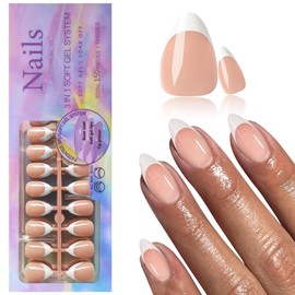 EternalClassic White French Tip Press on Nails Almond Nail Tips, Medium French Tip Nails Glossy Fake Nails 150pcs Acrylic Nails Press ons, Nude Soft Gel Nails False Nail Set