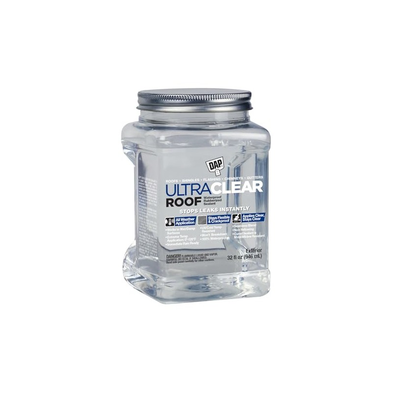 DAP Ultra Clear Roof Waterproof Rubberized Sealant, Crystal Clear, 32