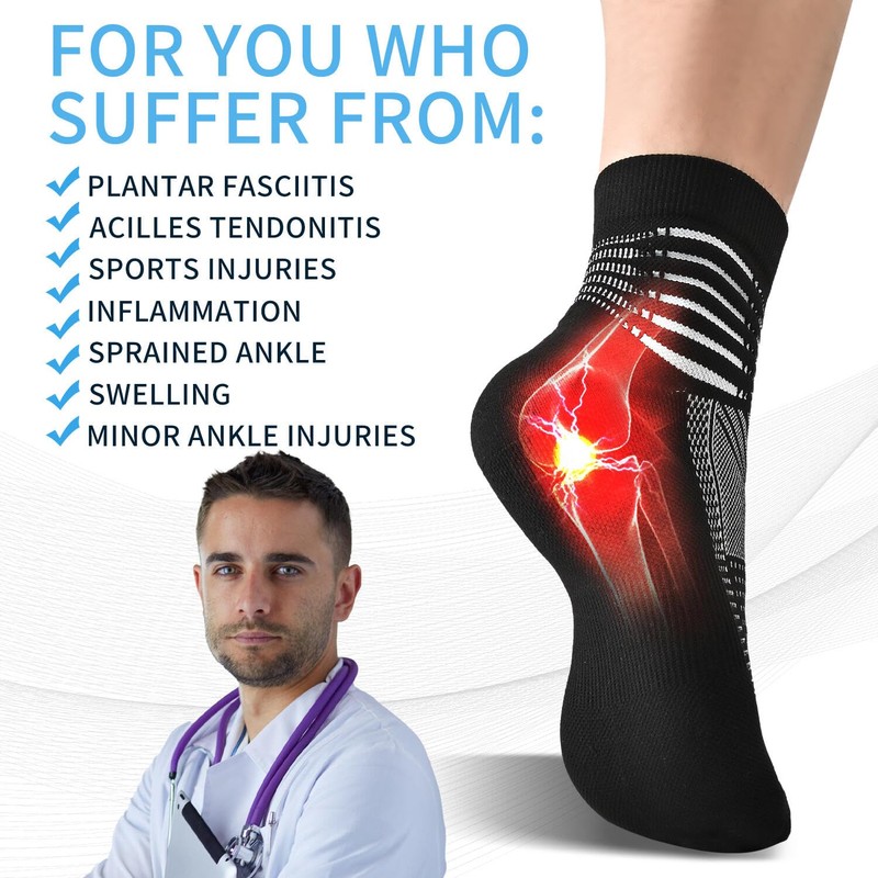 IRAMY Compression Ankle Support Socks Coolmax Wicking Cushioned Athletic Plantar