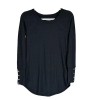 CHASER WOMEN'S WAFFLE TUNIC BUTTON DETAIL ON SLEEVE (BLACK, MEDIUM