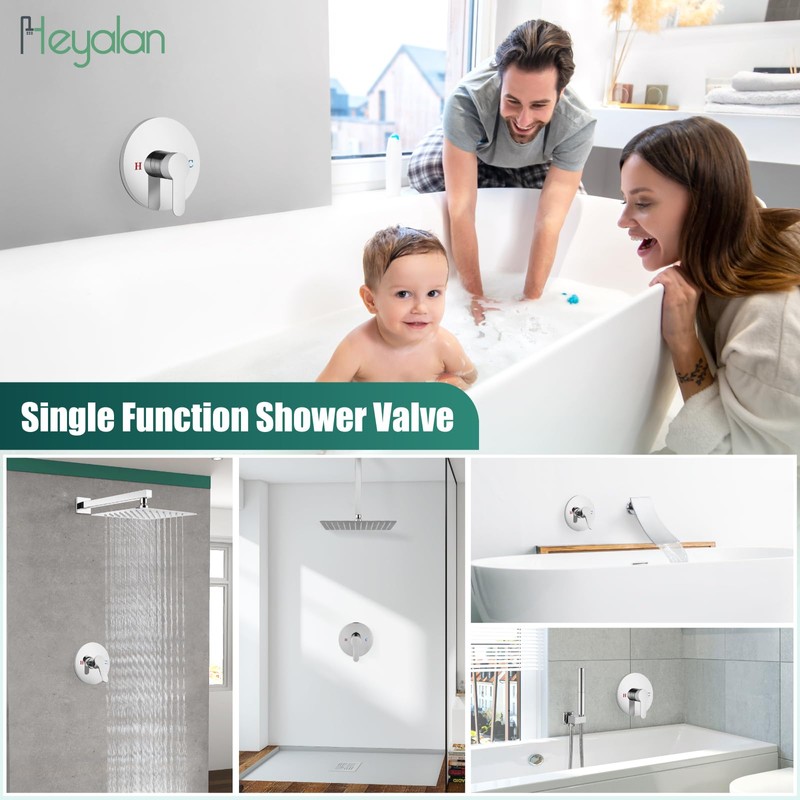 Heyalan Bathroom Shower Valve Mixer Single-Function Single Handle Shower Handle
