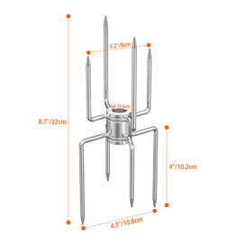 onlyfire Double Ended 8-Prong Rotisserie Fork, BBQ Grill Rotisserie Chicken Fork, Fits 12 MM Hexagon & 10 MM and 8 MM Square Spit Rods