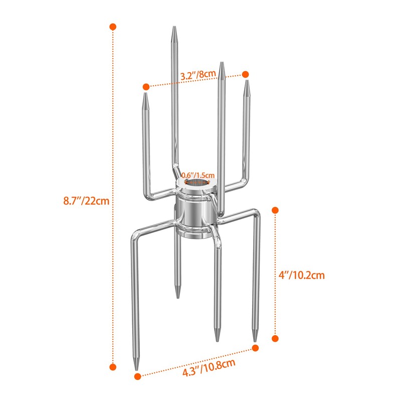 onlyfire Double Ended 8-Prong Rotisserie Fork, BBQ Grill Rotisserie Chicken