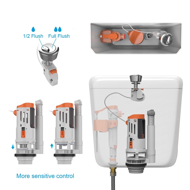 Ibergrif Universal Cable Mechanism for Toilet Flush, Double Flush Valve