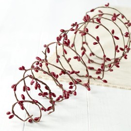 Artificial Single Vine Cranberry Red Pip Berry Roping Garland - Christmas Rustic Berries, Farmhouse Home Decor for Table Arrangements, Fireplace Mantel, and Holiday Centerpiece Decorations (72" Long)