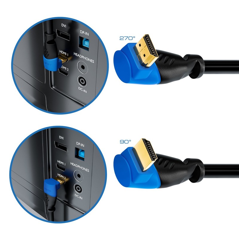 deleyCON (1.65 ft.) 0.5m HDMI 270° angle cable - compatible