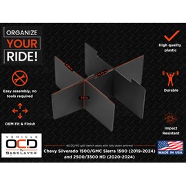 Vehicle OCD - Center Seat Console Organizer for Chevy Silverado 1500 / GMC Sierra 1500 (2019-2025) and 2500/3500 HD (2020-2025) (40/20/40 seat ONLY) - Made in USA - SLX160