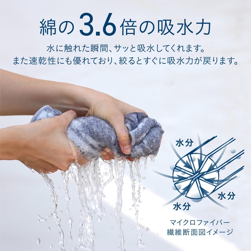 Carari Hair Drying Towel, 3.6 Times Absorbent, Microfiber Marble Gray,