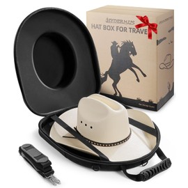 HYDERMUS Hat Box for Travel Waterproof Hat Travel Case Crush Proof Hat Can Storage for Fedora, Panama, Tweed Hats, Hat Holder, Hat Carrier for Travel Black Men's Western Gifts