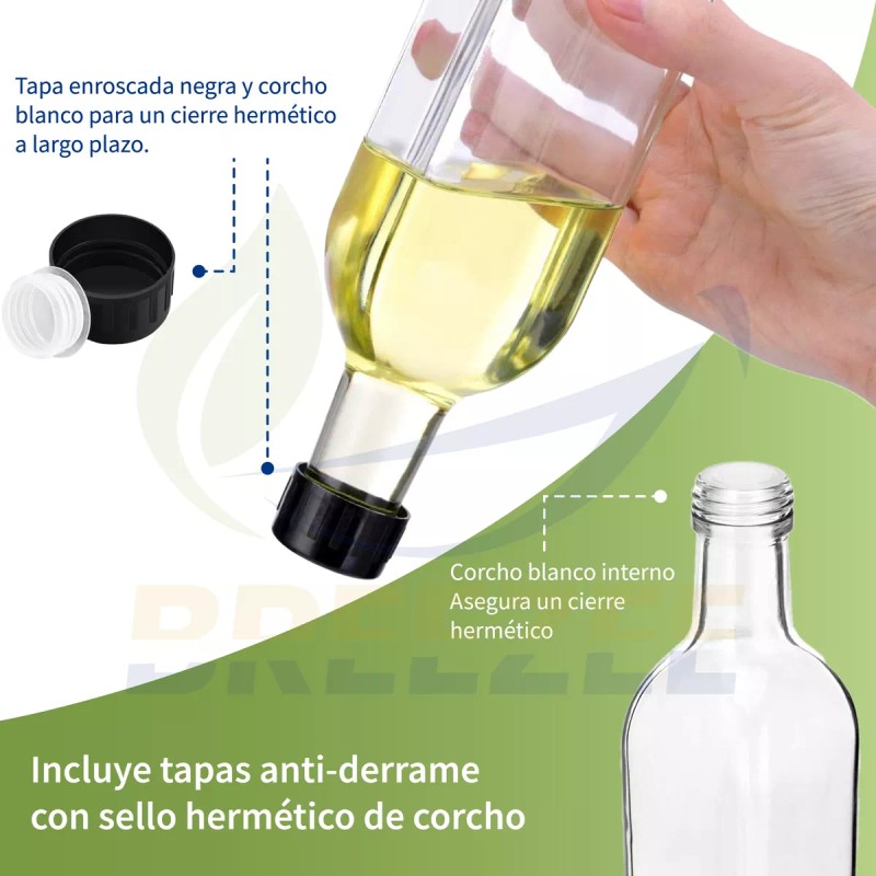 Breezee Market Set 2 Botella Dispensador Aceite Oliva Vinagre Cocina
