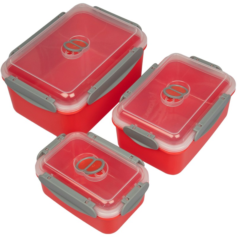 Microwave Vegetable Steamer Containers- 3 Pack Reusable Food Storage Large,