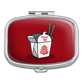 Chinese Food Takeout Box with Chopsticks Rectangle Pill Case Trinket Gift Box