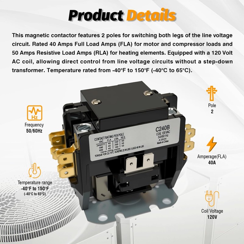 C240B Double Two 2 Pole 40 Amps 120 Volts HVAC