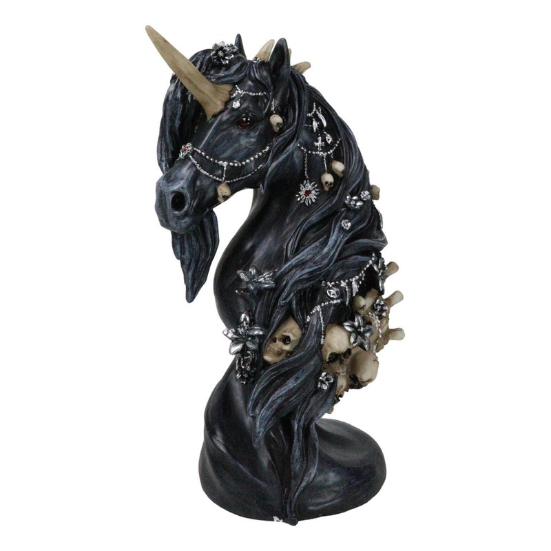 Macabre Black Dark Unicorn Horse With Skeleton Bones And Skulls