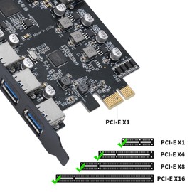 XRIKUI PCIe to USB 3.0 5X USB-A and 2X USB-C Ports Expansion Card,PCI Express Internal USB 3 Hub Converter for Desktop PCS Riser Card