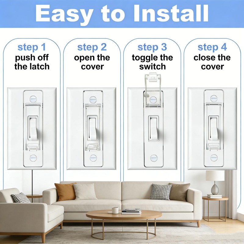 ZEFTV 2 Pack Toggle Light Switch Cover Guard Child Proof