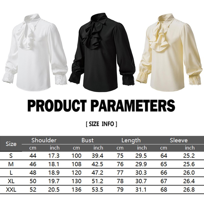 MakingDa Men's Renaissance Ruffled Frilly Shirts Long Sleeve Medieval Vintage