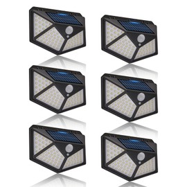 Weejunki Solar Lights Outdoor 100 LED with Lights Reflector and 3 Lighting Modes, Motion Sensor Wall Lights,IP65 Waterproof Solar Powered for Garden Patio Yard（6 Pack）