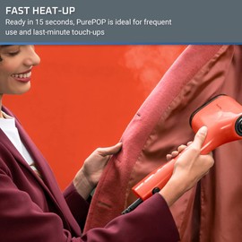 Rowenta PurePop Handheld Steamer for Clothes 1.5 Lbs 15 Second Heatup, 2.3 Oz Capacity 1150 Watts Portable, Ironing, Fabric Steamer, Garment Vacation Essentials, Travel Must Have Red DR2022 DR2022U1