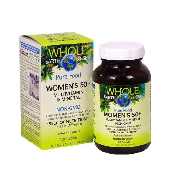 Natural Factors Whole Earth and Sea Women's 50+ Multivitamin and Mineral Tablets, 120 tablets