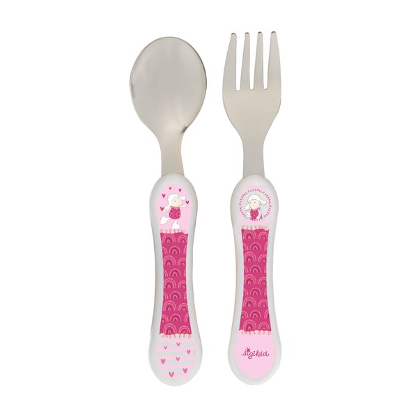 Sigikid Schnuggi Children's Cutlery Set Sheep with Fork and Spoon,