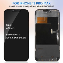 A-MIND Screen for iPhone 13 Pro Max Screen Replacement Kit for iPhone 13 ProMax LCD Display A2643 Digitizer 3D Touch Screen Assembly A2484 A2641 A2644 A2645 LCD Glass Repair Parts 6.7"