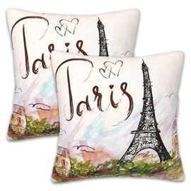 FOISIIAEA Eiffel Tower Pillow Cover 18x18 Inch Set of 2 Romantic Paris Home Decor Pillow Case Couch Throw Pillow Cover Decoration for Patio Bed Sofa