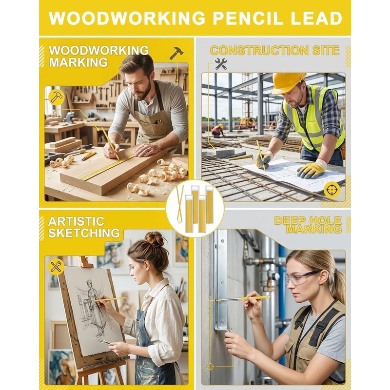 DAFNE Pack of 24 Pencil Leads for Carpenter's Pencil, 2.8