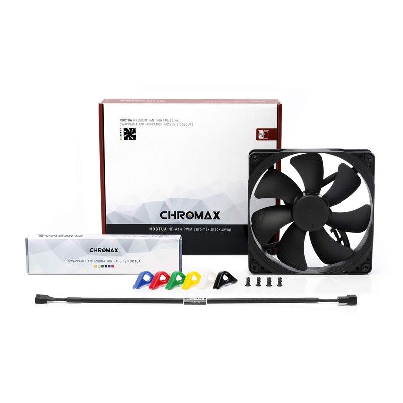 Noctua NF-A14 PWM chromax.black.swap, Premium Quiet Fan, 4-Pin (140mm, Black)